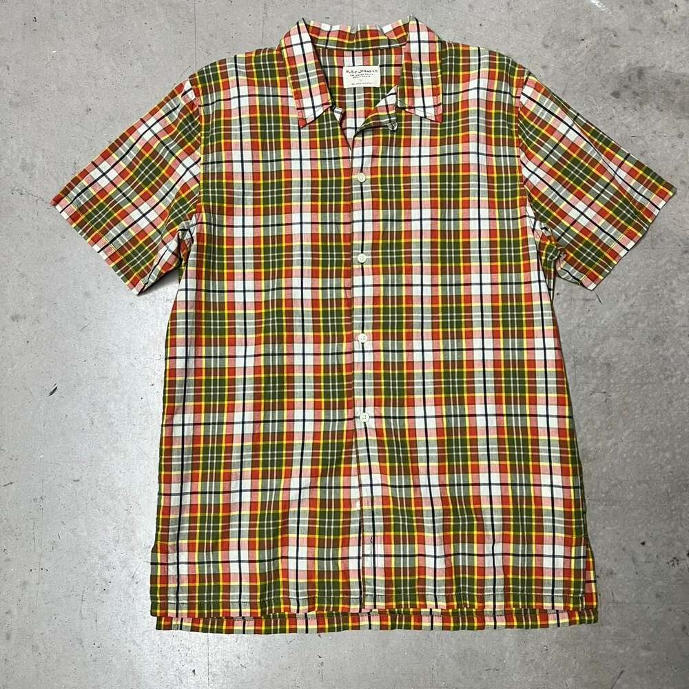 Nudie Jeans Co Plaid Button-Up Shirt, 100% Organic Cotton, Men's Size M